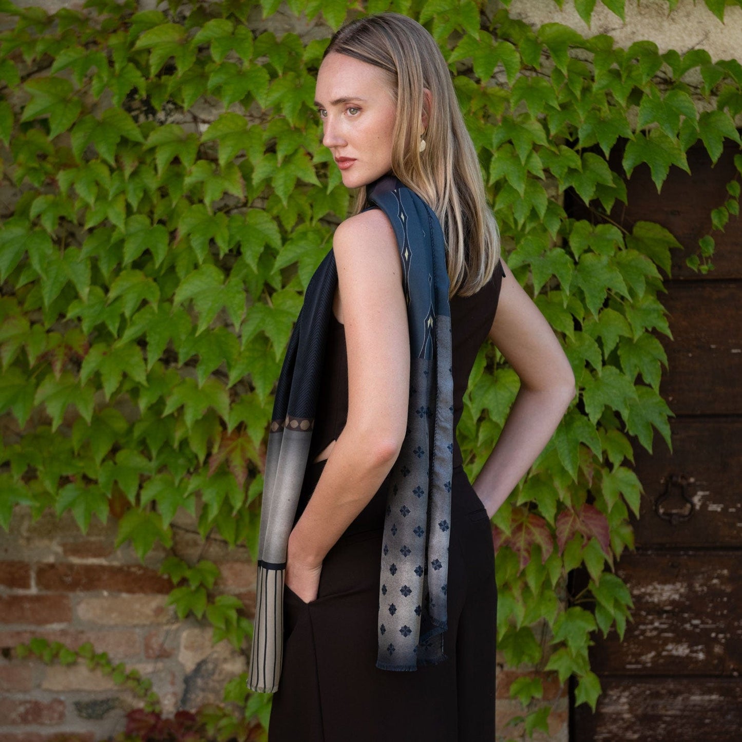 Atri - Long Silk Scarf - Plum - Solstik