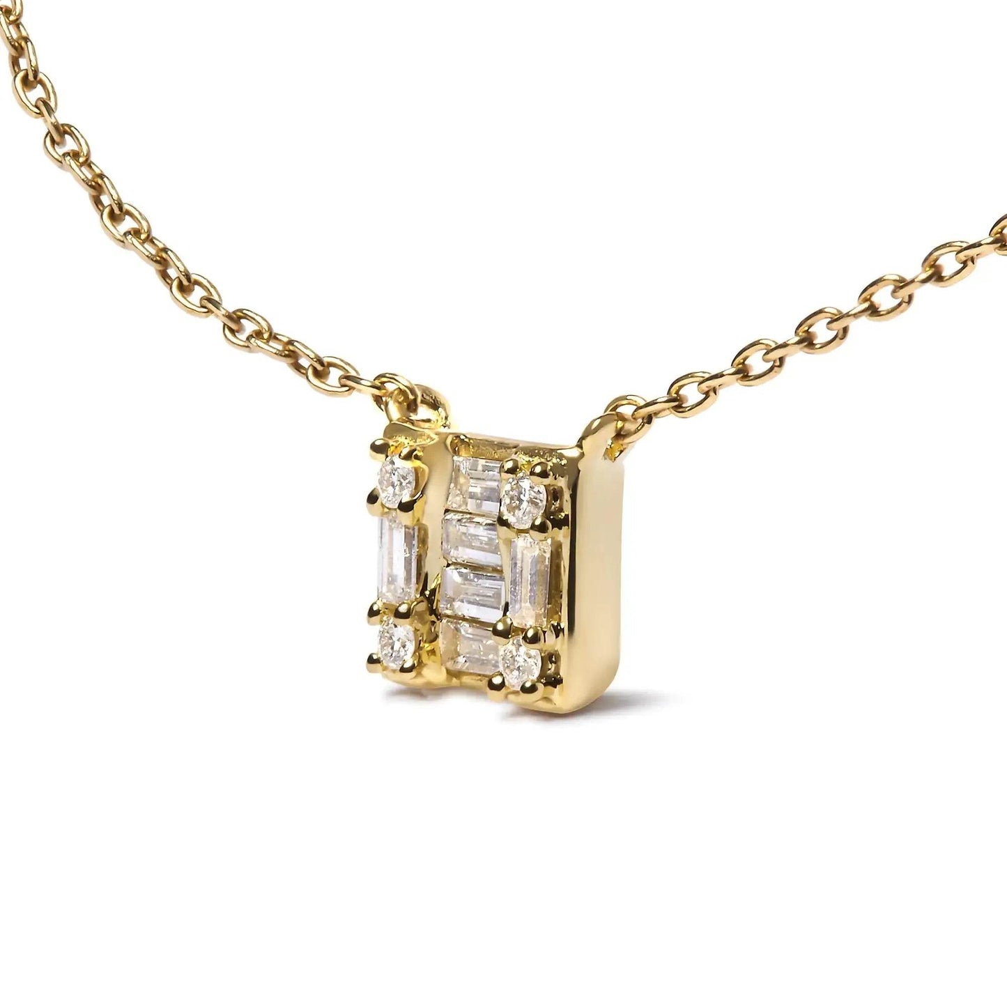 10K Yellow Gold Diamond Mosaic Pendant Necklace - Solstik