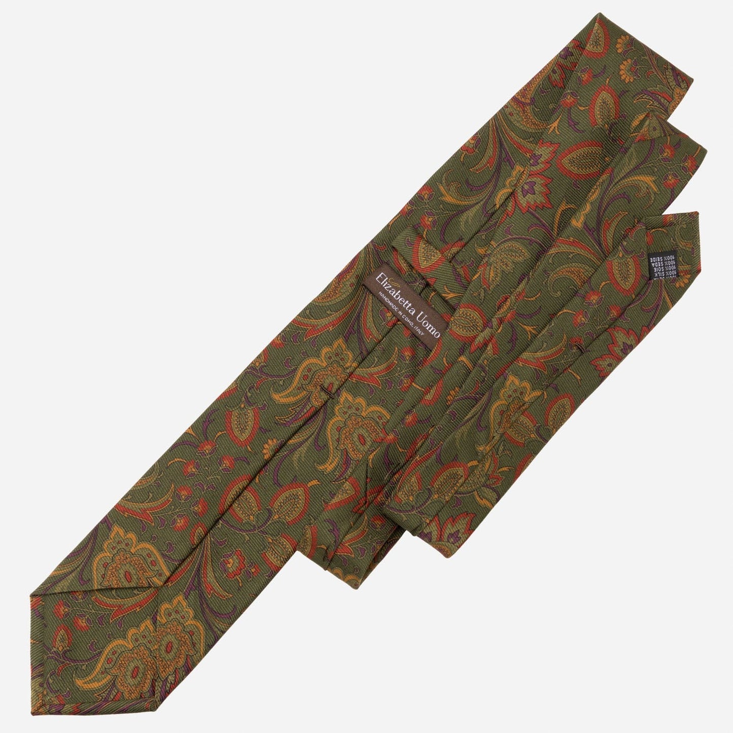 Borromeo - Printed Madder Silk Tie - Olive - Solstik