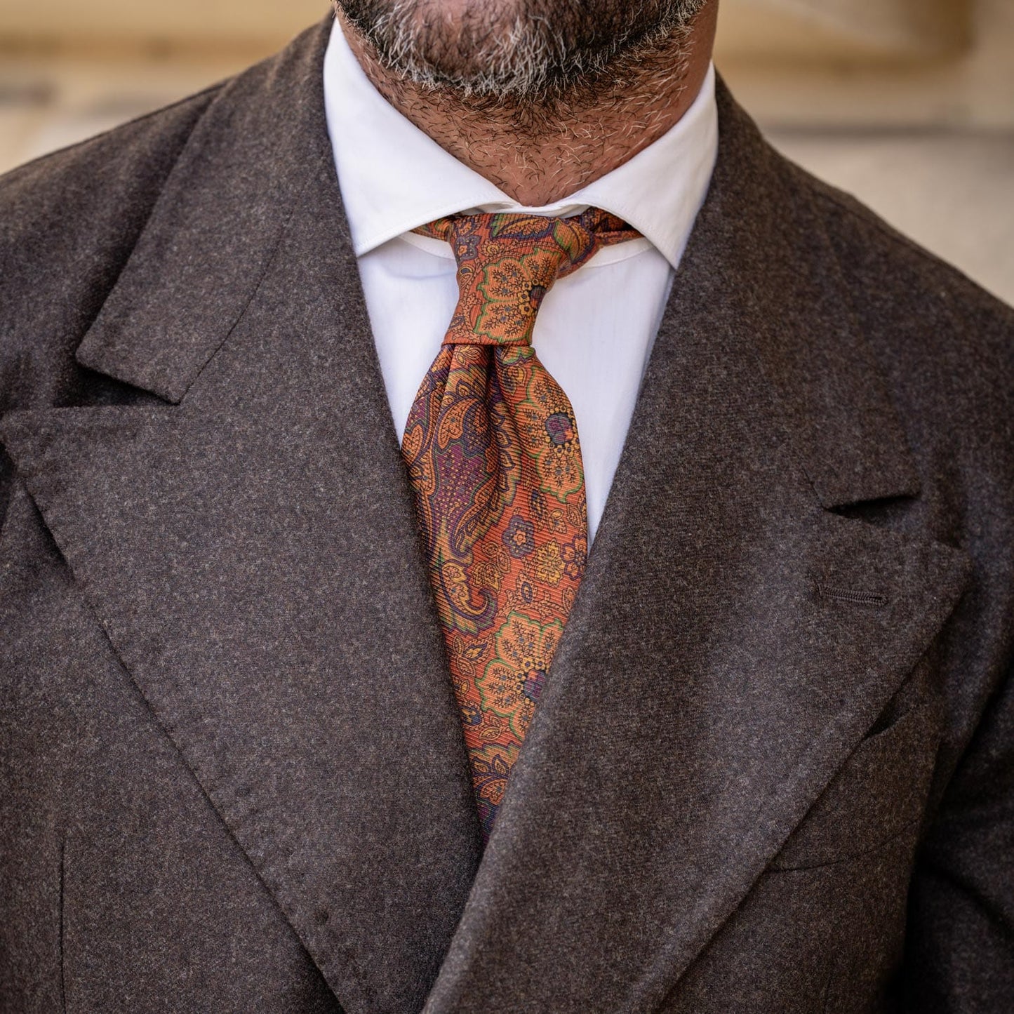 Trevi - Printed Madder Silk Tie - Ginger - Solstik