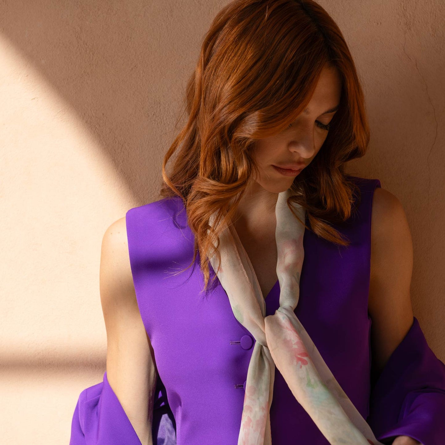 Meadow - Long Silk Scarf - Salmon Pink - Solstik