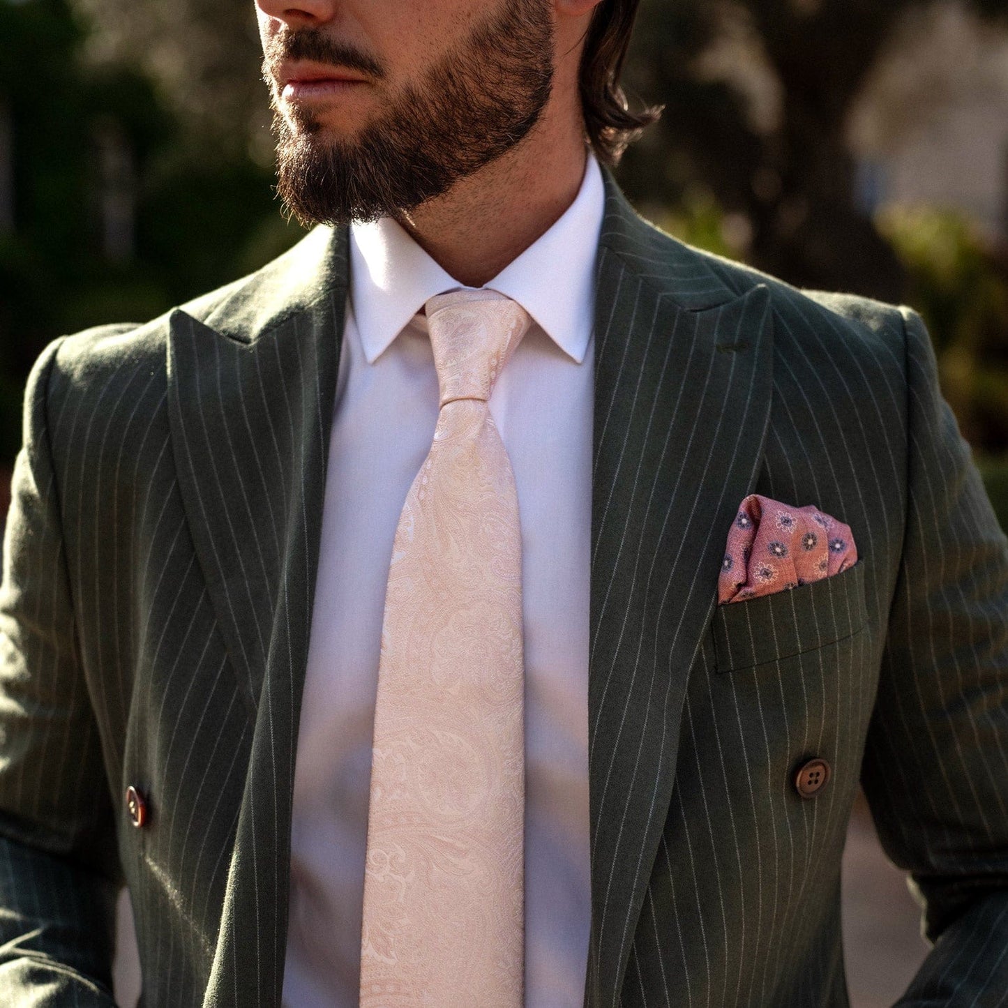 Pascal - Double Sided Silk Pocket Square - Blush - Solstik