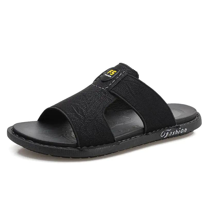 Men's Soft Sole Leather Non-Slip Flip Flops Shoes - Solstik