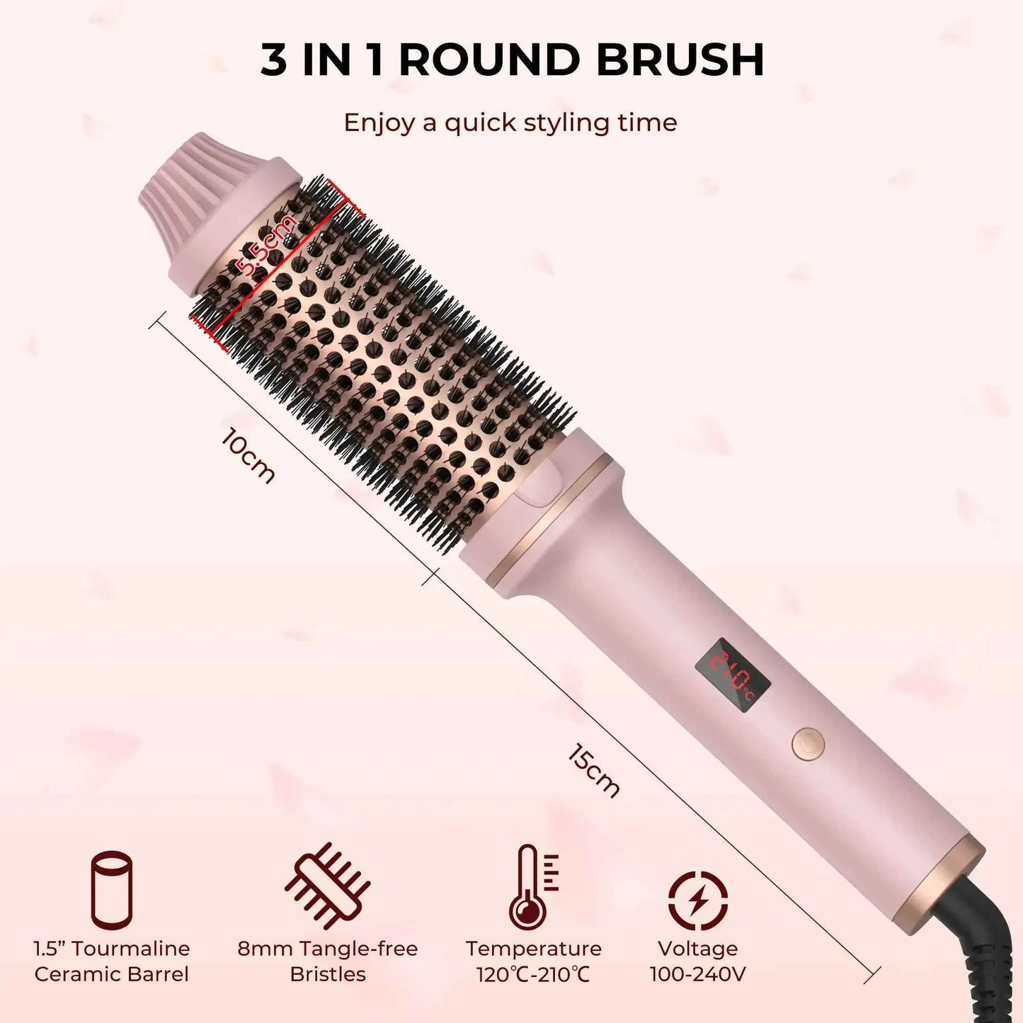 Solstik Professional Hair Curler Brush with Heat Control