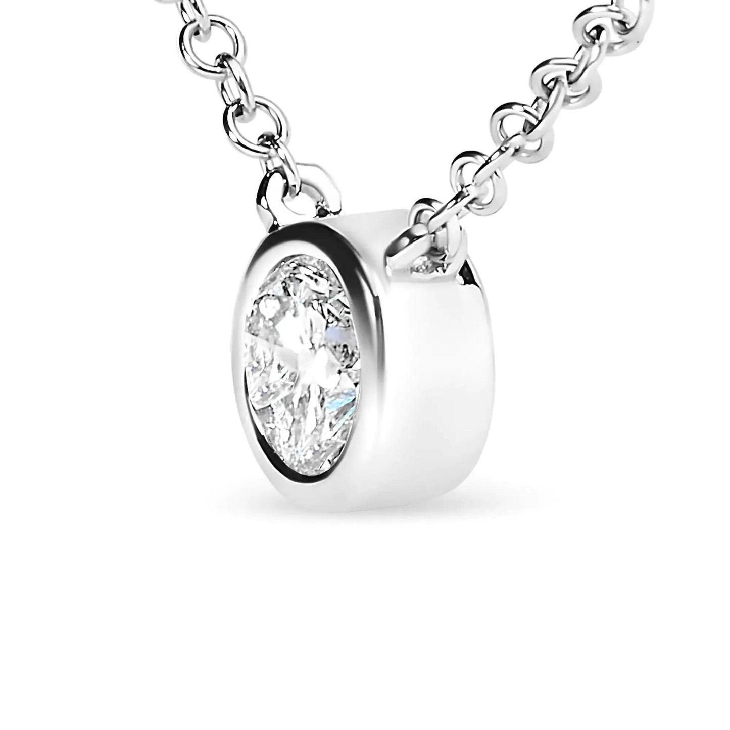 AGS 10K Gold Round Diamond Solitaire Pendant Necklace - Solstik