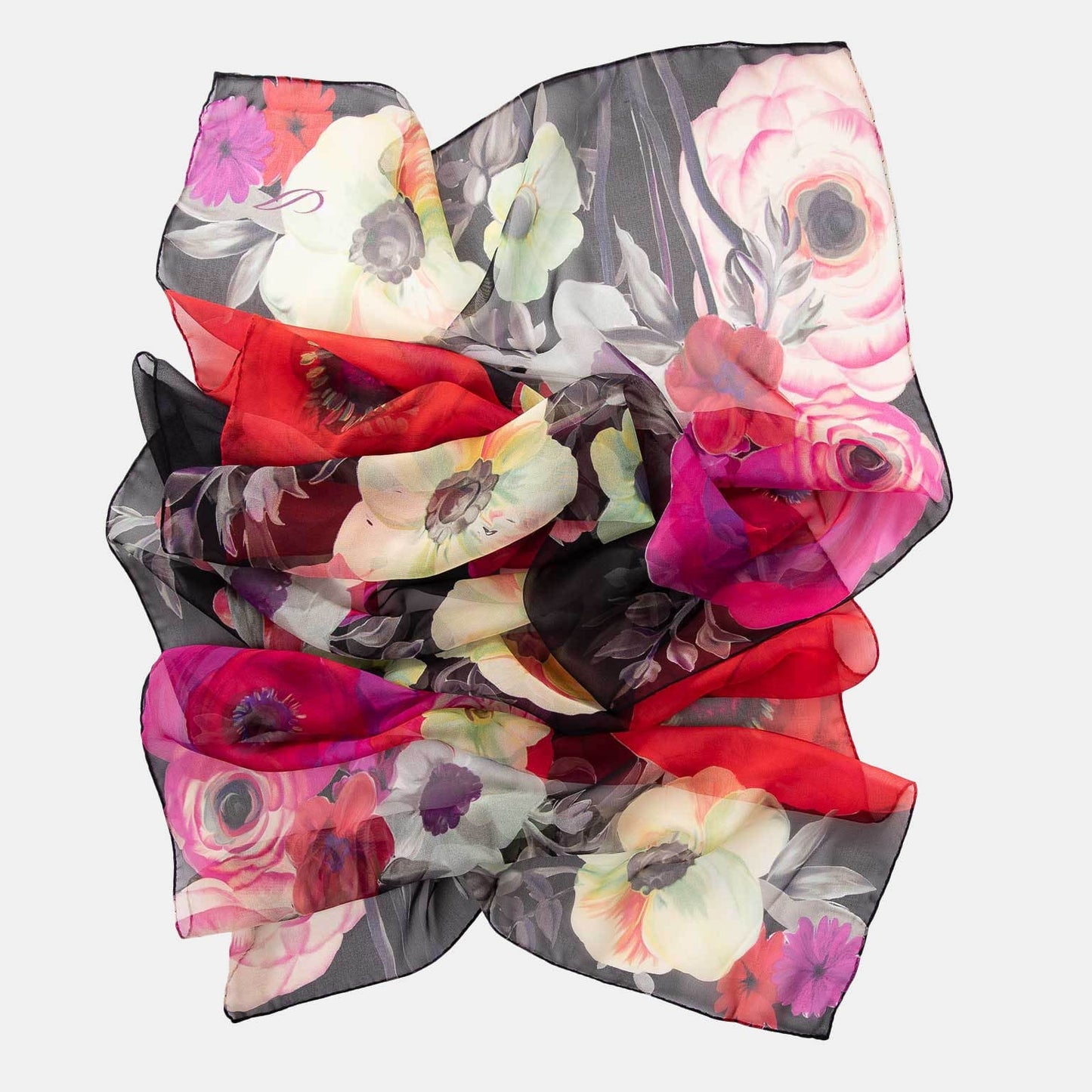 Campo de' Fiori - Long Silk Scarf - Black - Solstik