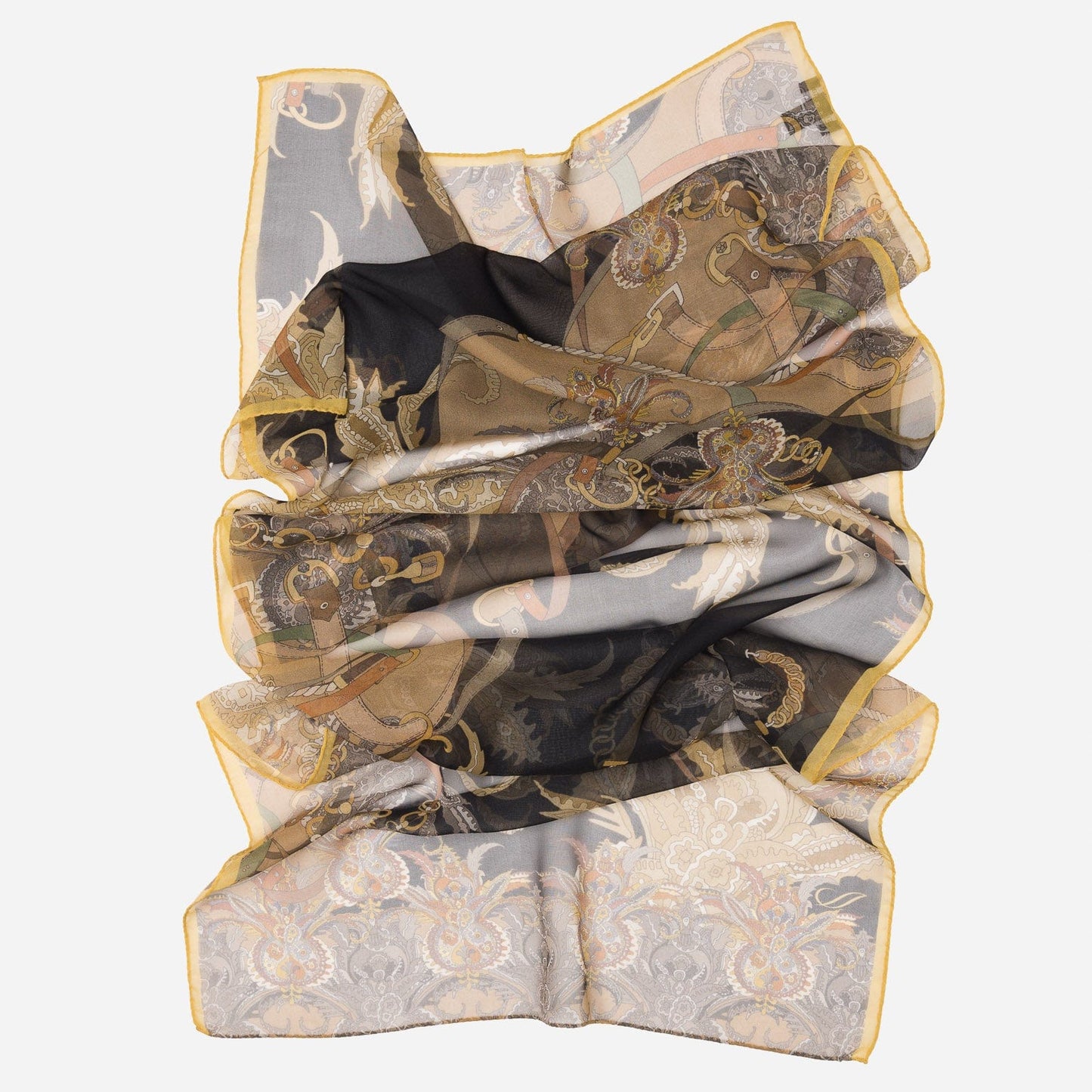 Alessandra - Long Silk Scarf - Black - Solstik