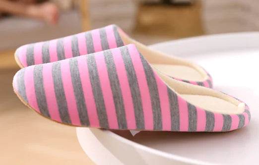 Soft Bottom Striped Indoor Home Slippers for Autumn/Winter - Solstik