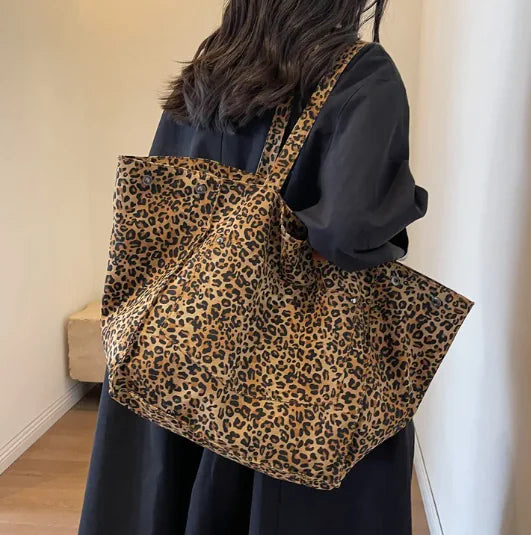 Leopard Print Canvas Tote StyleHandbag - Solstik
