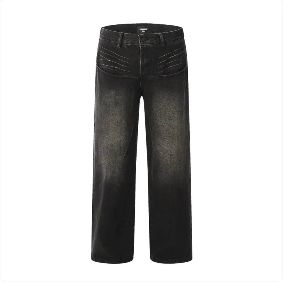 Men's Retro Washed Gradient Distressed Jeans - Solstik