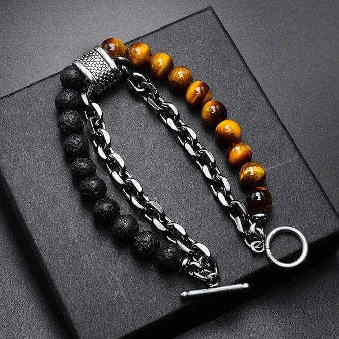 Tiger Eye Lava Stone Bracelet