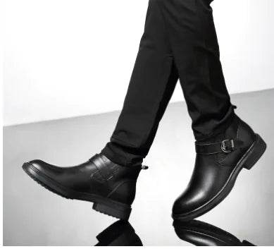 Plush Cowhide Men's Leather Business Boots - Solstik