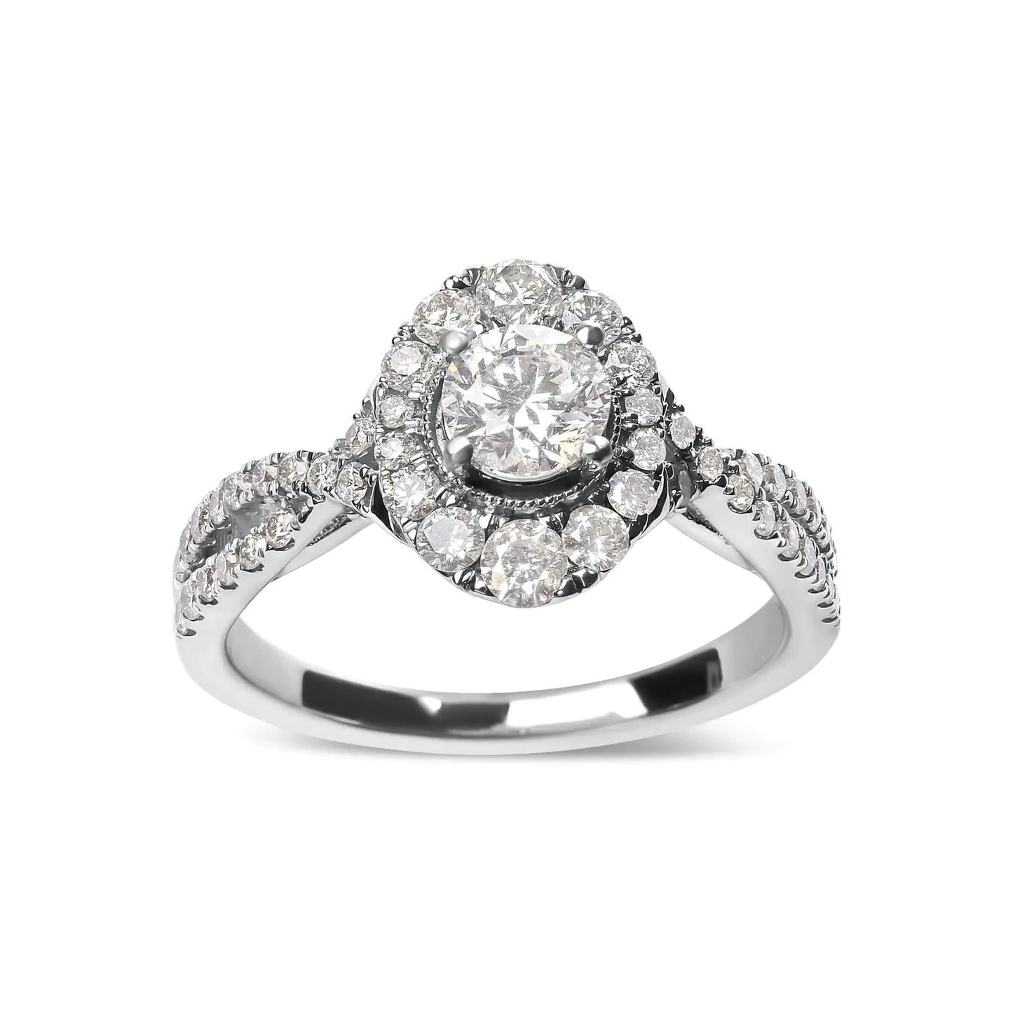 GIA 14K White Gold 1.2 CTW Diamond Halo Engagement Ring - Solstik