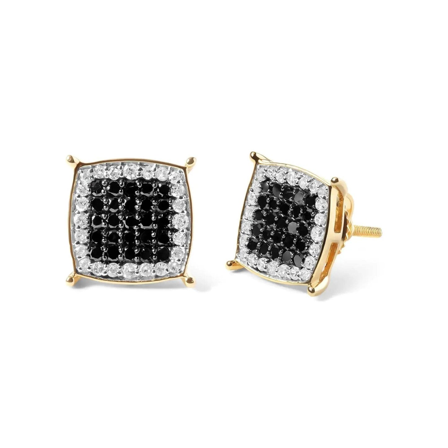 Men's 10K Gold Black & White Diamond Earring - 1/2 Cttw - Solstik