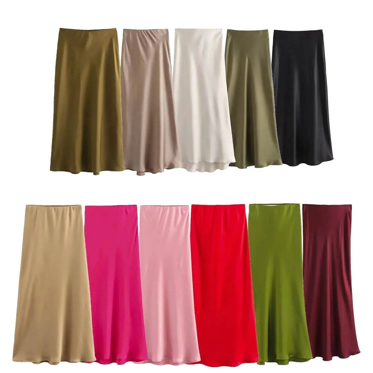 Ladies' Satin Midi Skirt - Solstik
