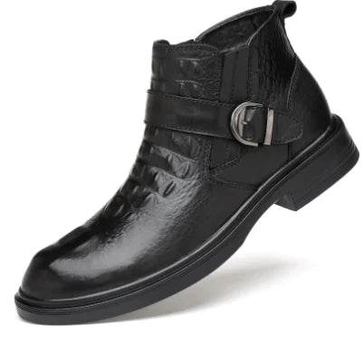Plush Cowhide Men's Leather Business Boots - Solstik