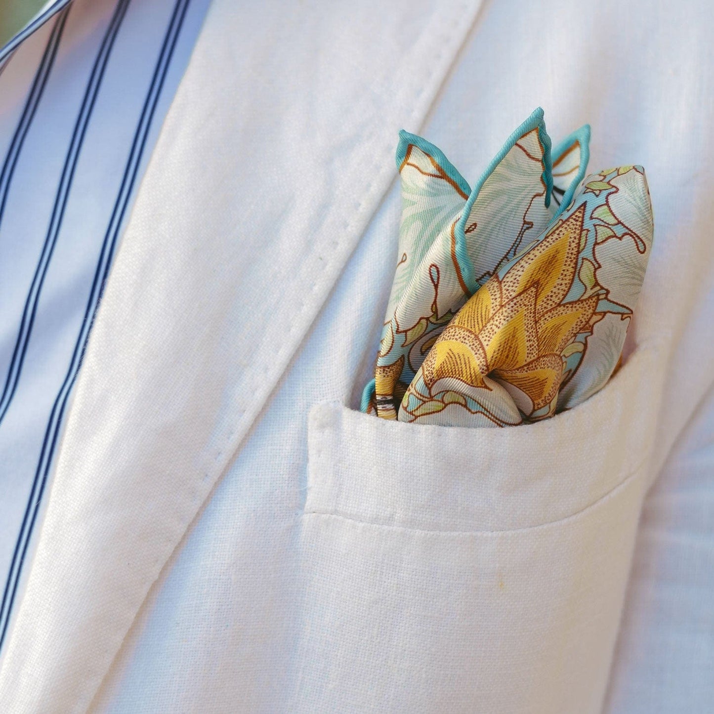 Londra - Silk Pocket Square - Aqua - Solstik