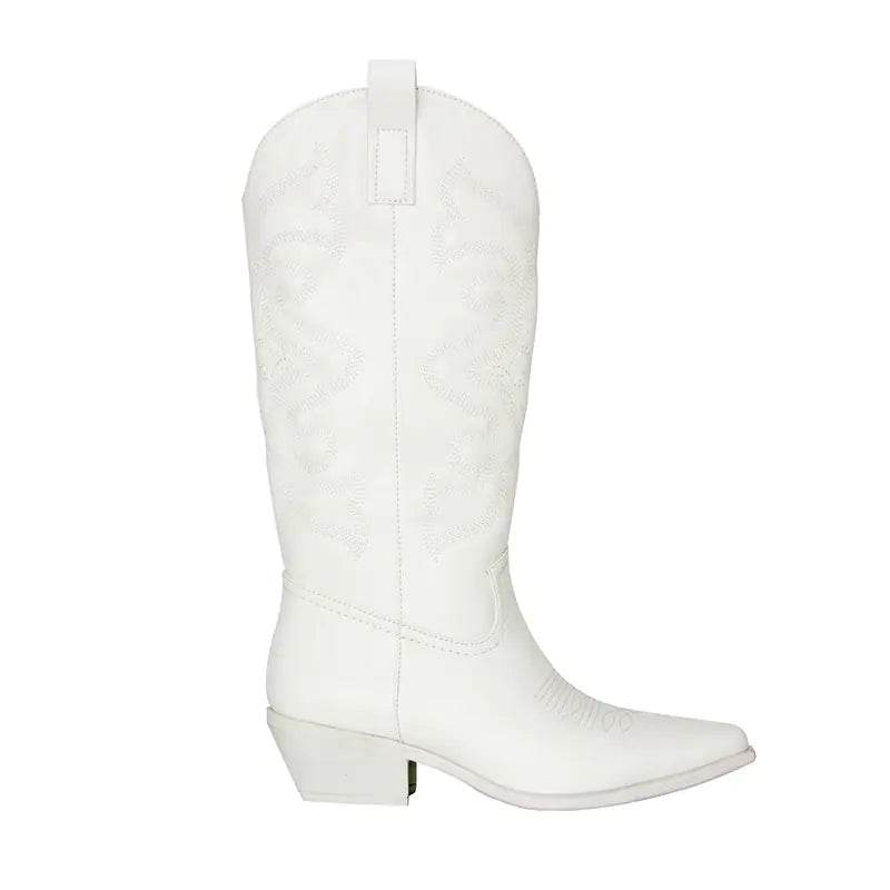 Vintage Women's Chunky Heel High Cowboy Boots - Solstik