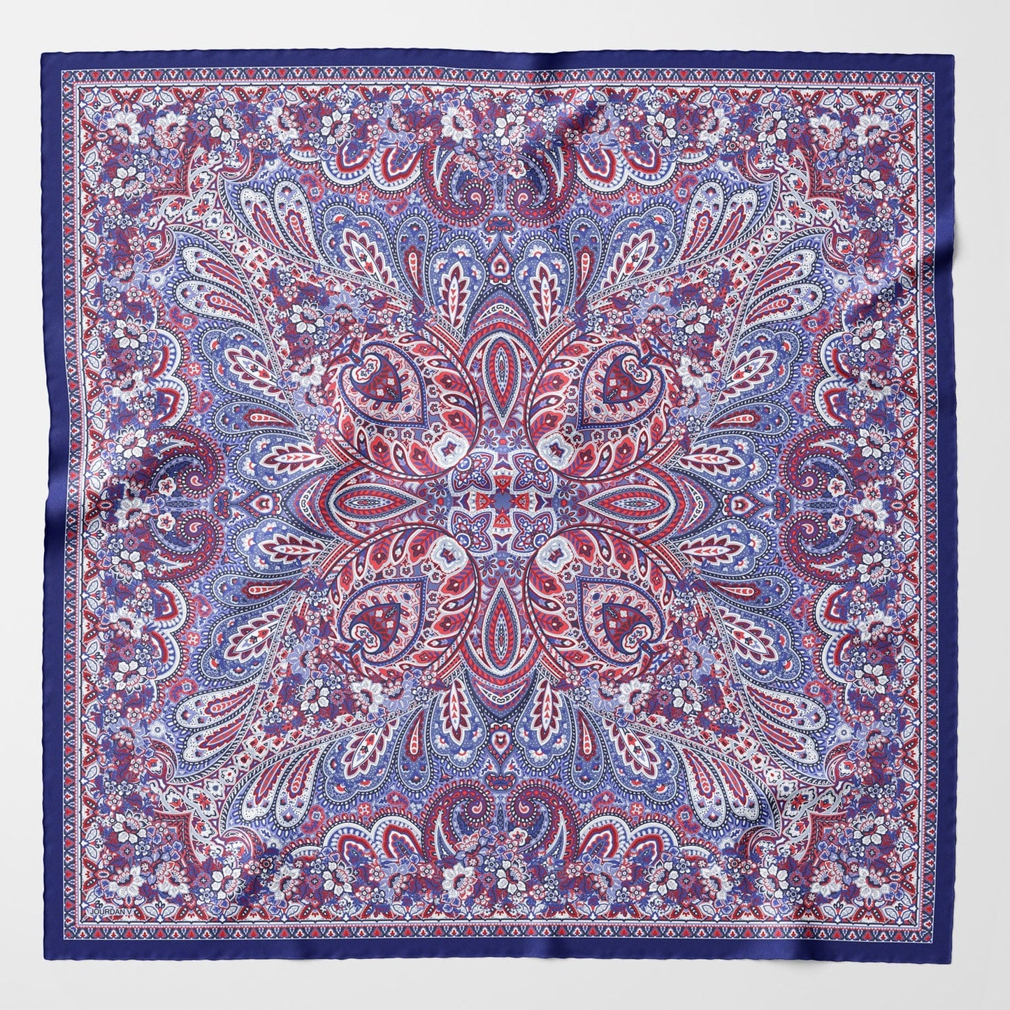Helena - Silk Scarf Shawl - Red White and Blue - Solstik