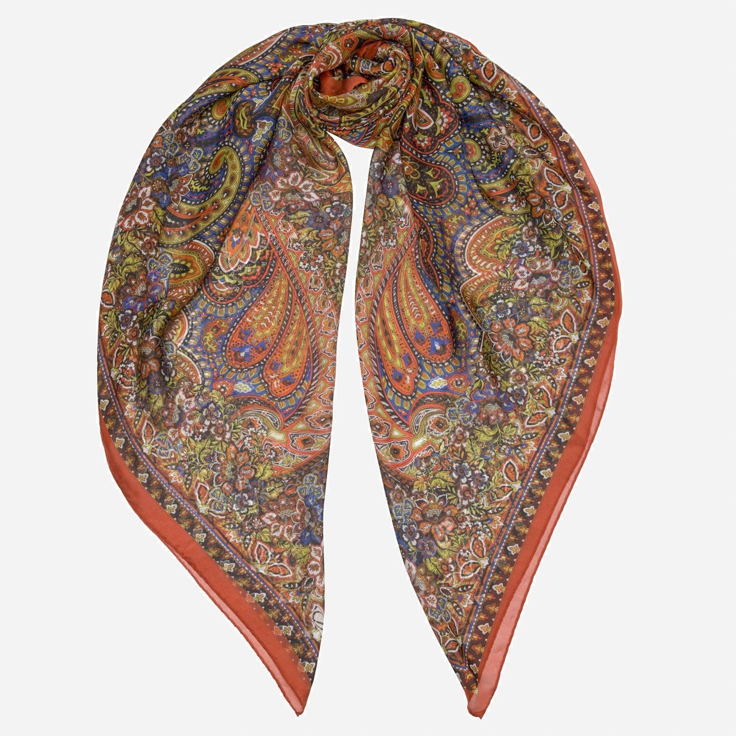 Helena - Silk Scarf Shawl - Rust - Solstik