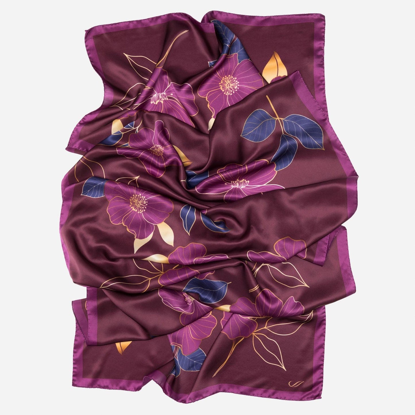 Laura - Silk Scarf Shawl - Burgundy - Solstik