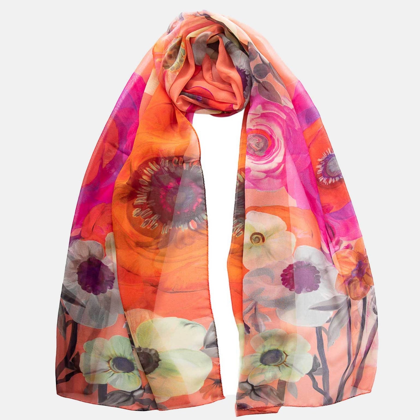 Campo de' Fiori - Long Silk Scarf - Coral - Solstik