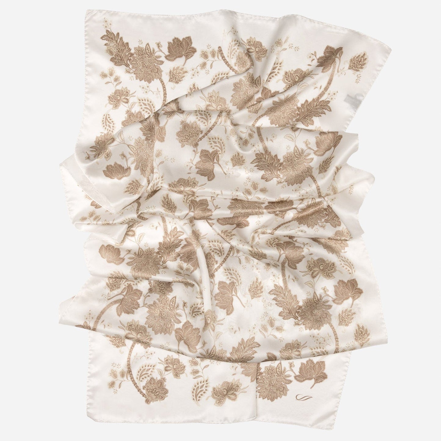 Esmeralda - Silk Scarf Shawl - Soft White & Gold - Solstik
