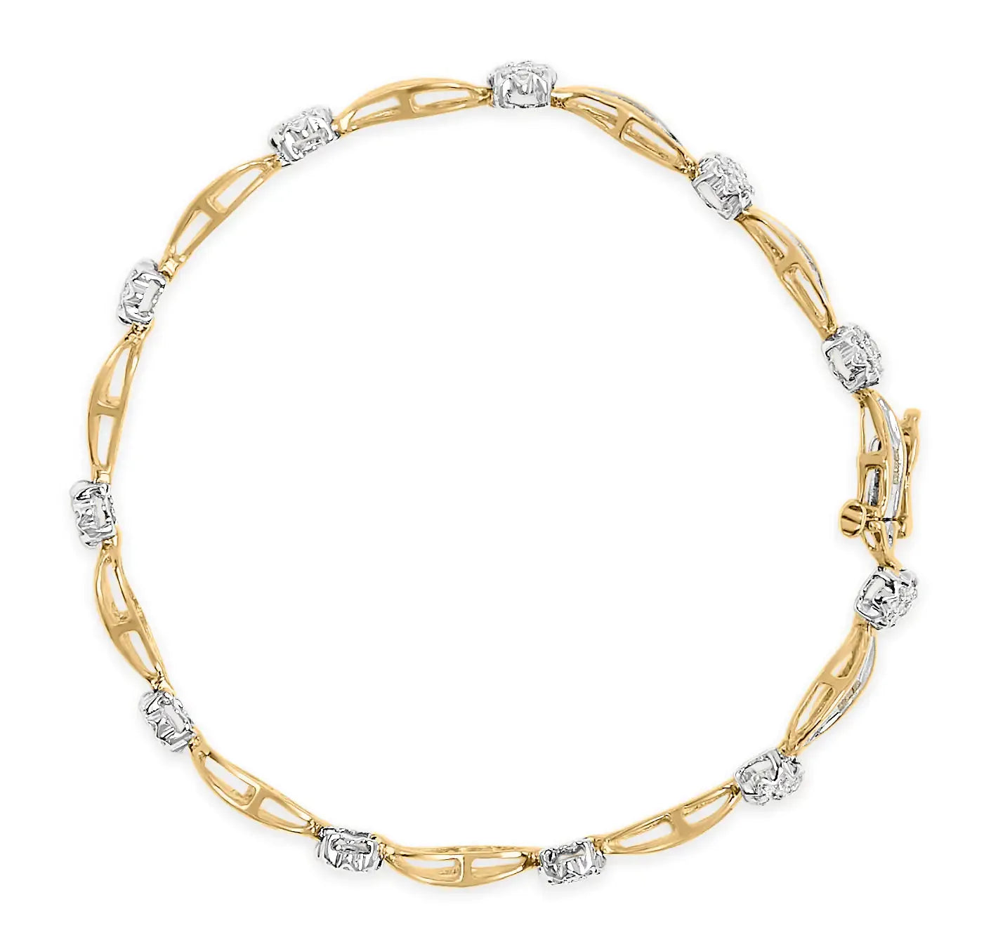 Two-Tone Gold Floral Diamond S-Link Bracelet - Solstik
