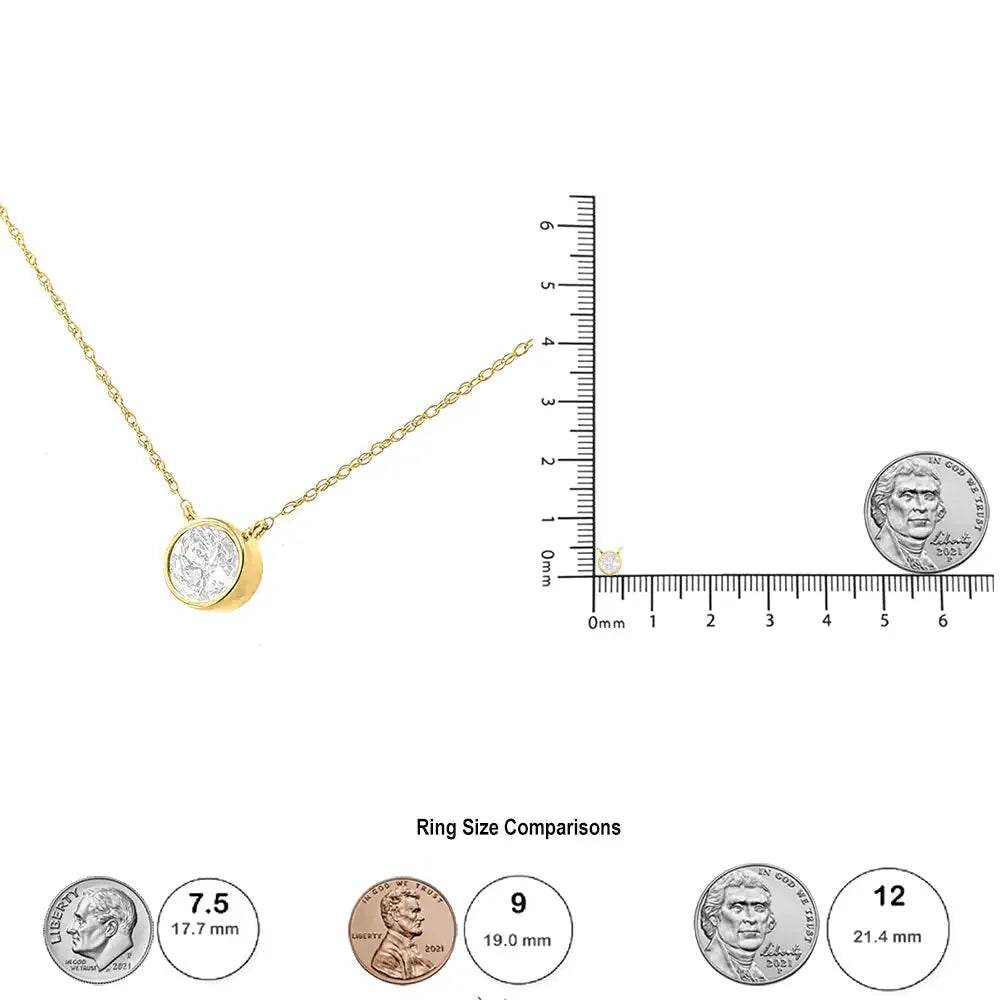 AGS 10K Gold Round Diamond Solitaire Pendant Necklace - Solstik