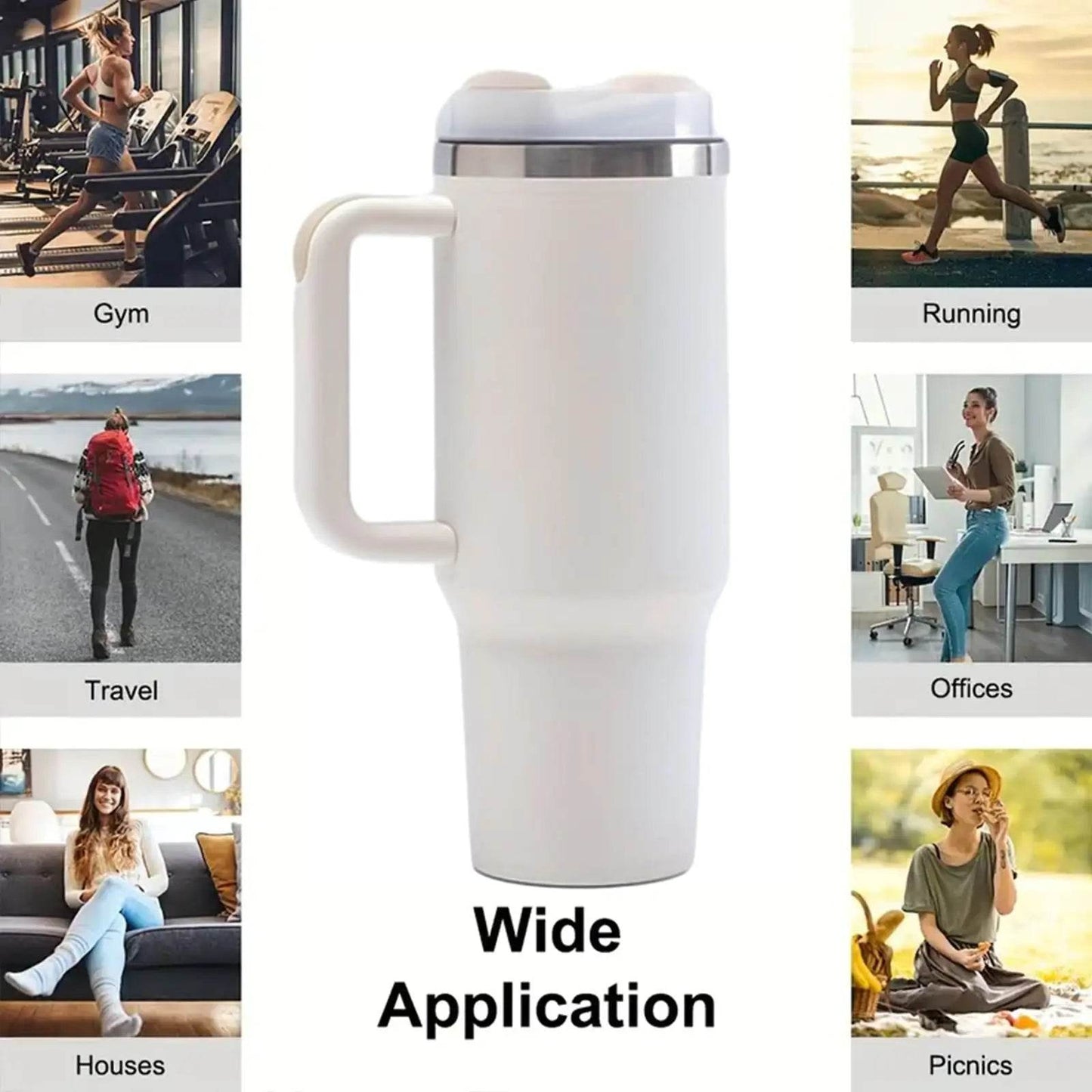 40oz V2 large capacity tumbler, With Handle And Straw Lid, Insulated Reusable Stainless Steel Water Bottles Travel Mug Coffee Cup car cup water cup For Men Women Outdoor Camping Driving, gift - Solstik