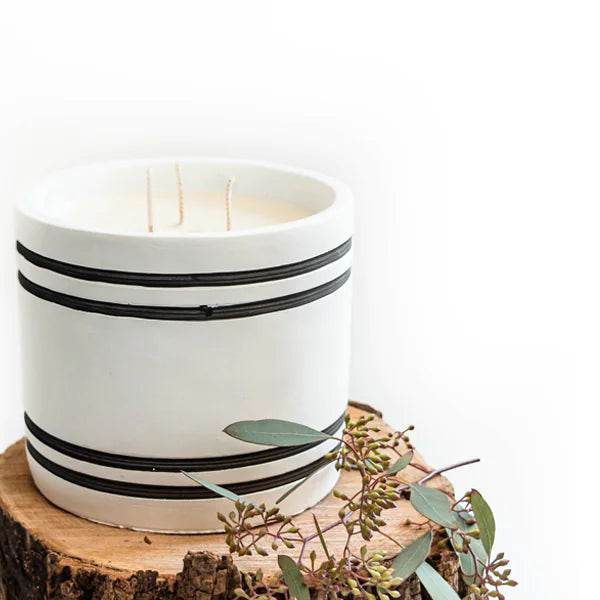 Luxury Large Striped Stone Designer Candle - Solstik #