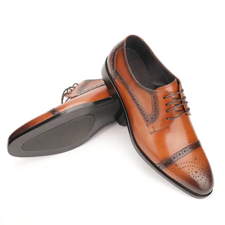 Brogue Engraved Men's Leather Business Shoes - Solstik