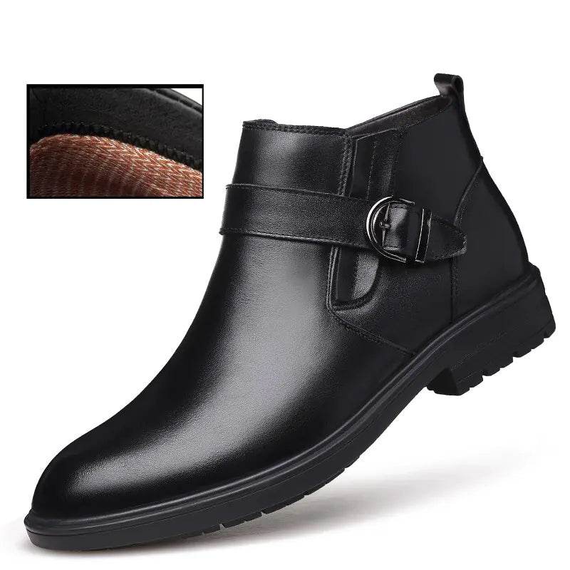 Plush Cowhide Men's Leather Business Boots - Solstik
