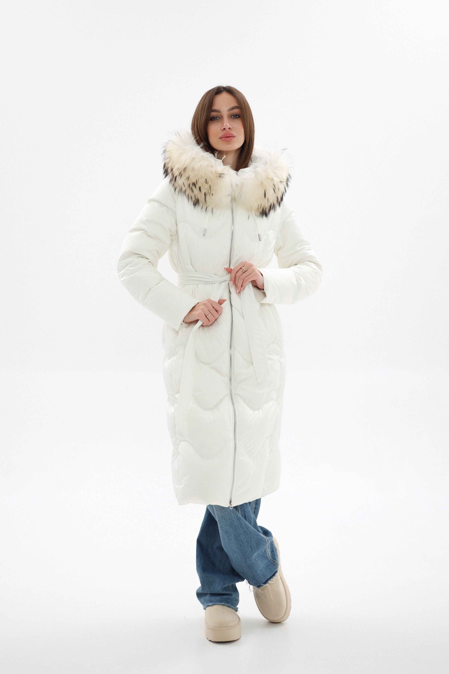 Genuine Fur Trim Down Fill Coat