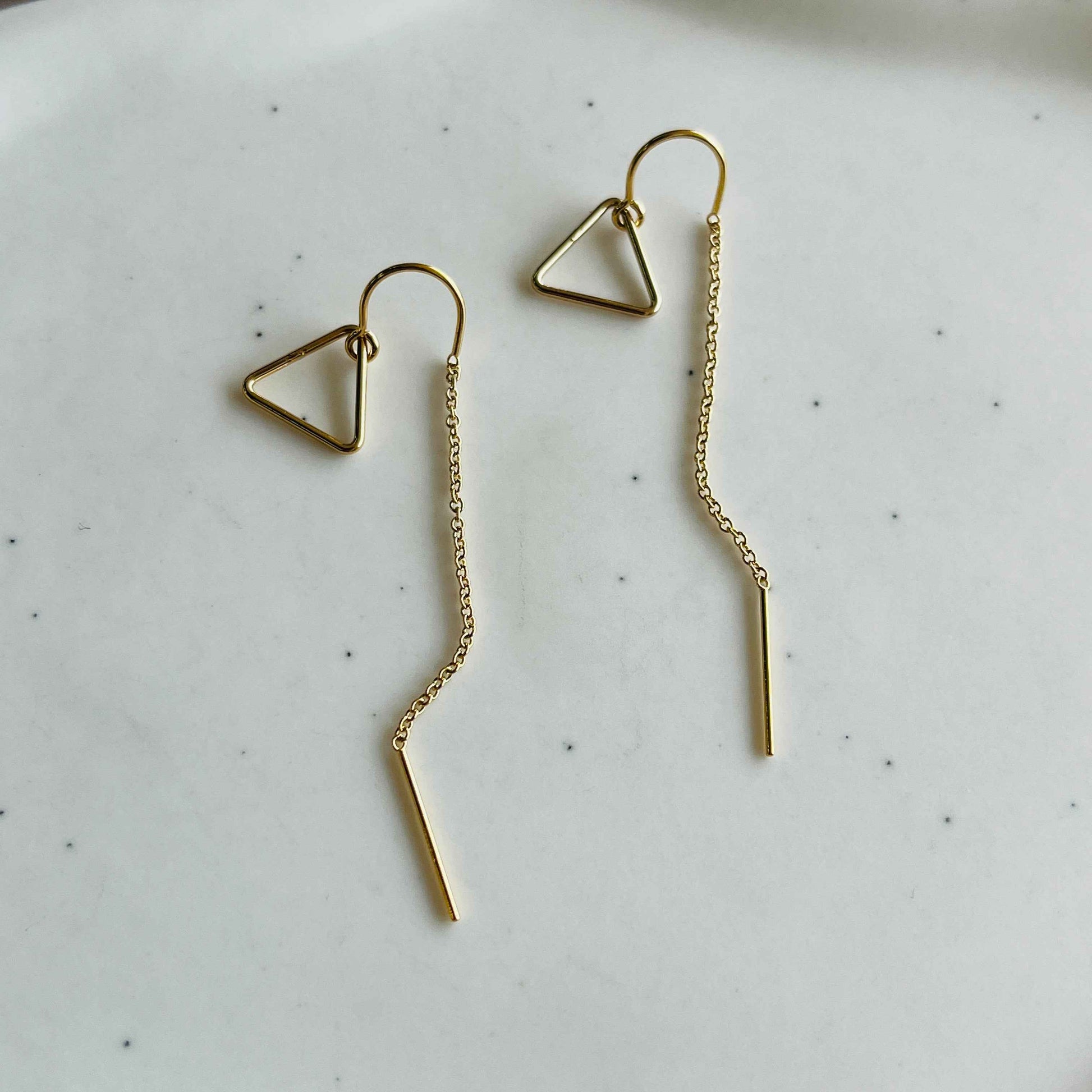 TRIANGLE THREADER EARRINGS