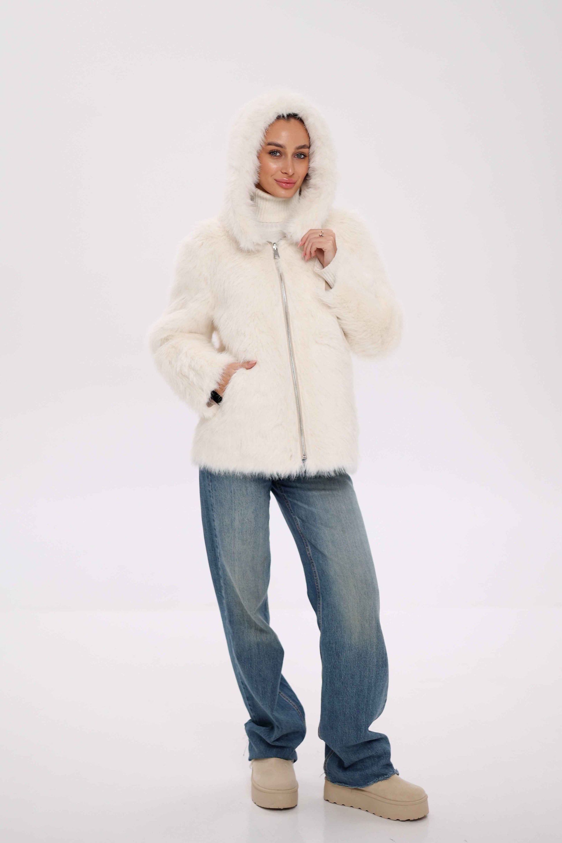 ⇆ Reversible Hooded Wool Blend Jacket