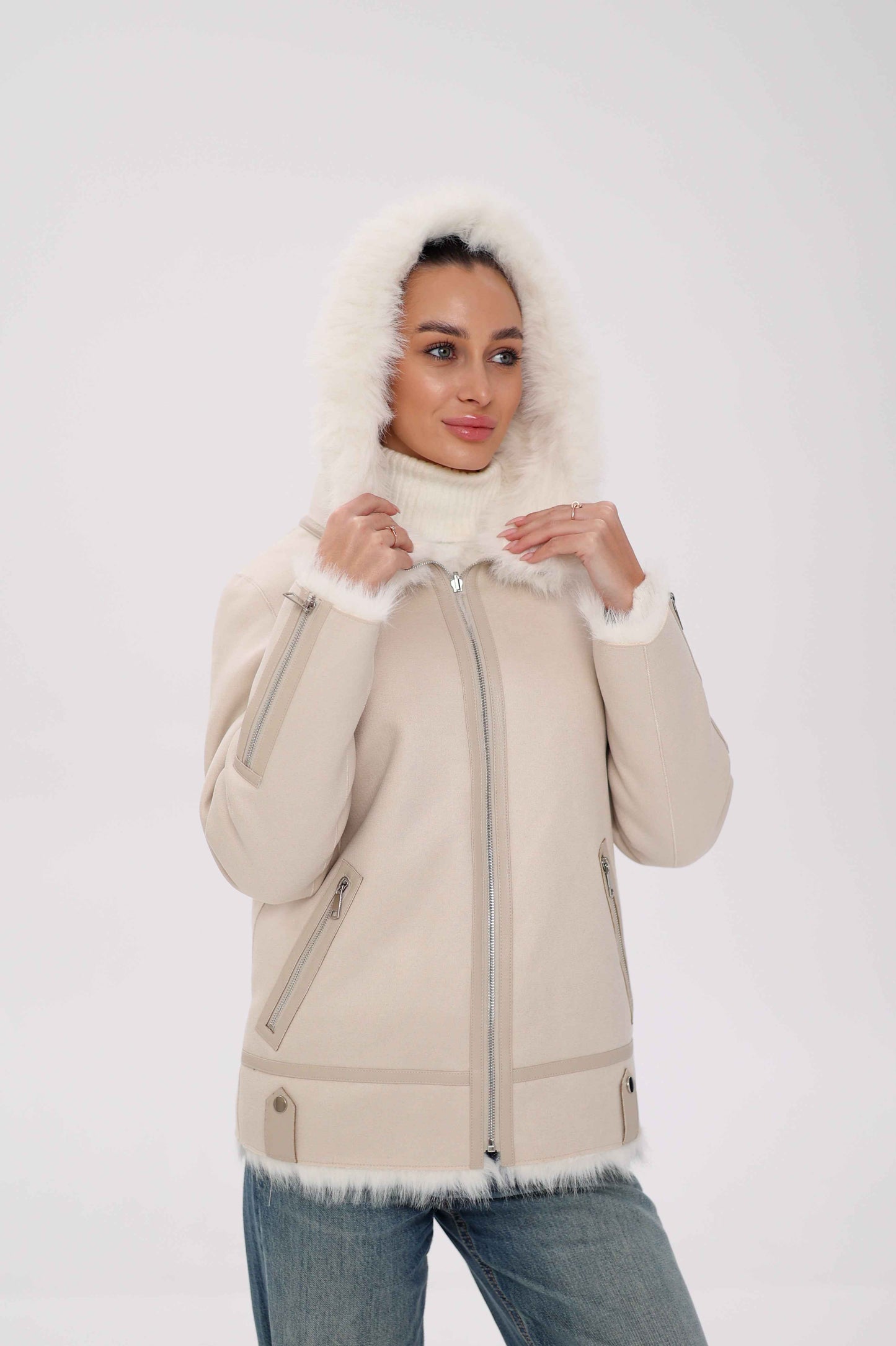 ⇆ Reversible Hooded Wool Blend Jacket