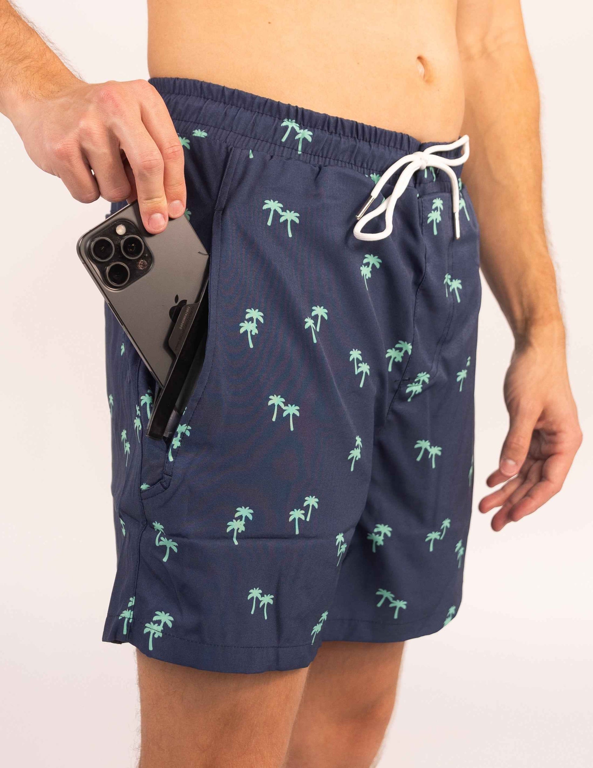 Tropical Trees - Waterproof Pocket Swim Shorts - Athletic Liner