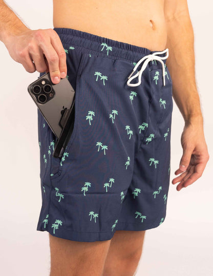 Tropical Trees - Waterproof Pocket Swim Shorts - Athletic Liner