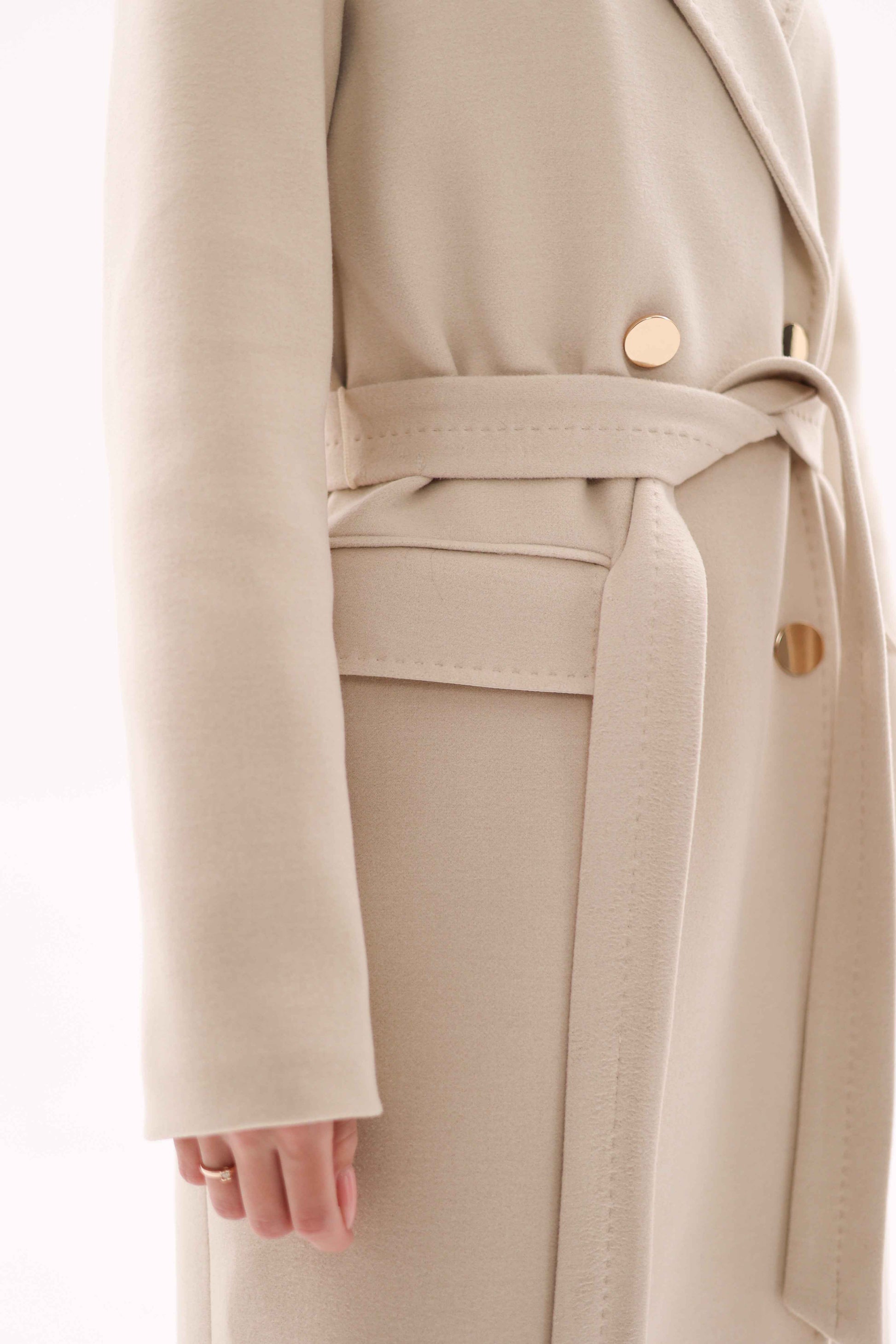 Denise Cashmere Blend Overcoat in Nude