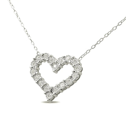 .925 Silver Diamond Heart 18" Pendant Necklace - Solstik