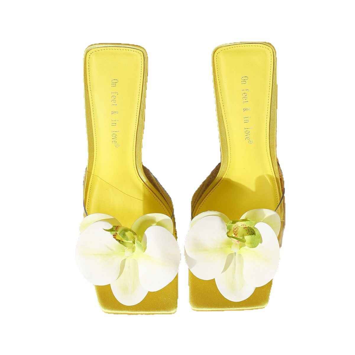 Flower Decoration Open Toe High Heel Slippers Female Summer