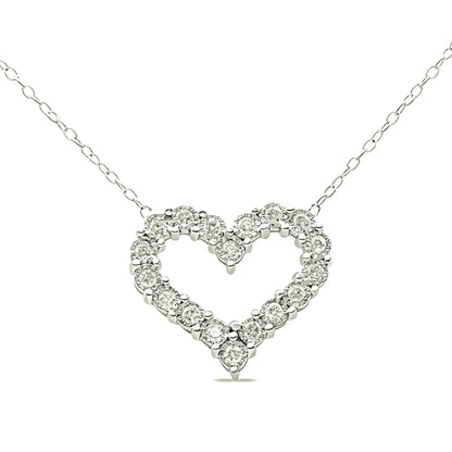 .925 Silver Diamond Heart 18" Pendant Necklace - Solstik