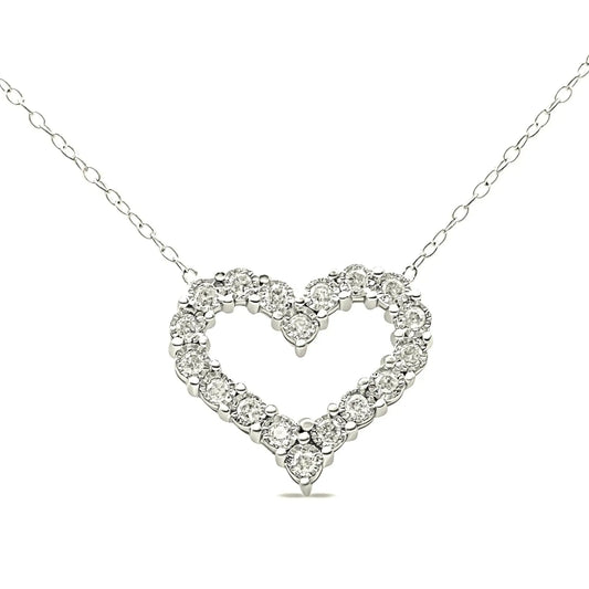 .925 Silver Diamond Heart 18" Pendant Necklace - Solstik