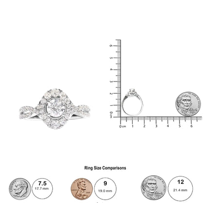 GIA 14K White Gold 1.2 CTW Diamond Halo Engagement Ring - Solstik