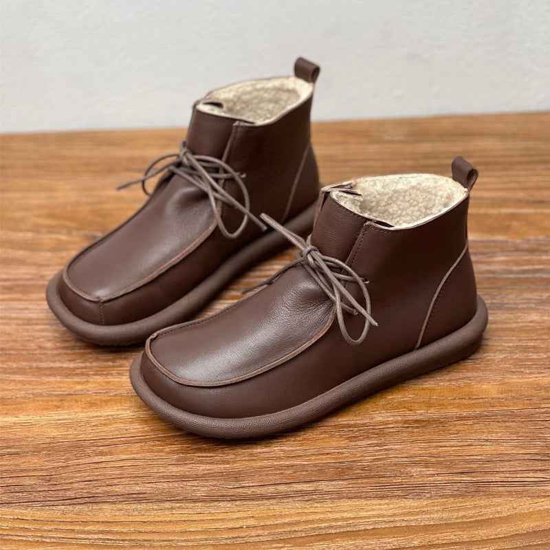 Extra-thick Velvet Warm Cowhide Women's Boots