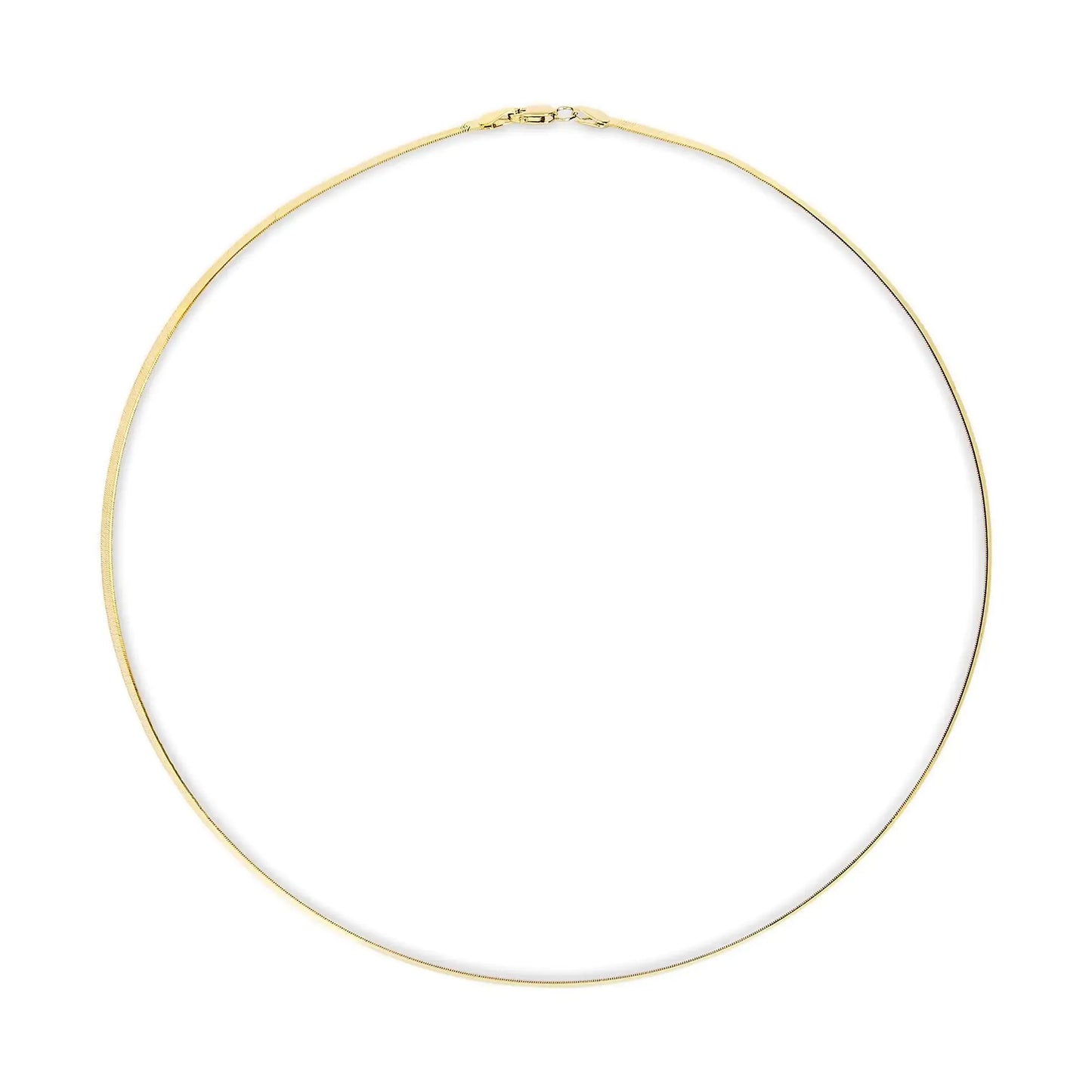 Aura Jewel Co 14k gold herringbone chain necklace with sleek polished finish and secure clasp