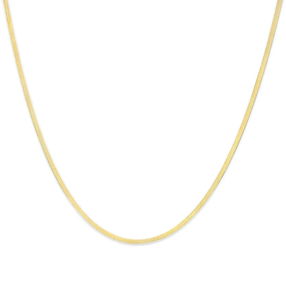 Elegant 14k gold herringbone chain necklace with a smooth and flexible design by Aura Jewel Co