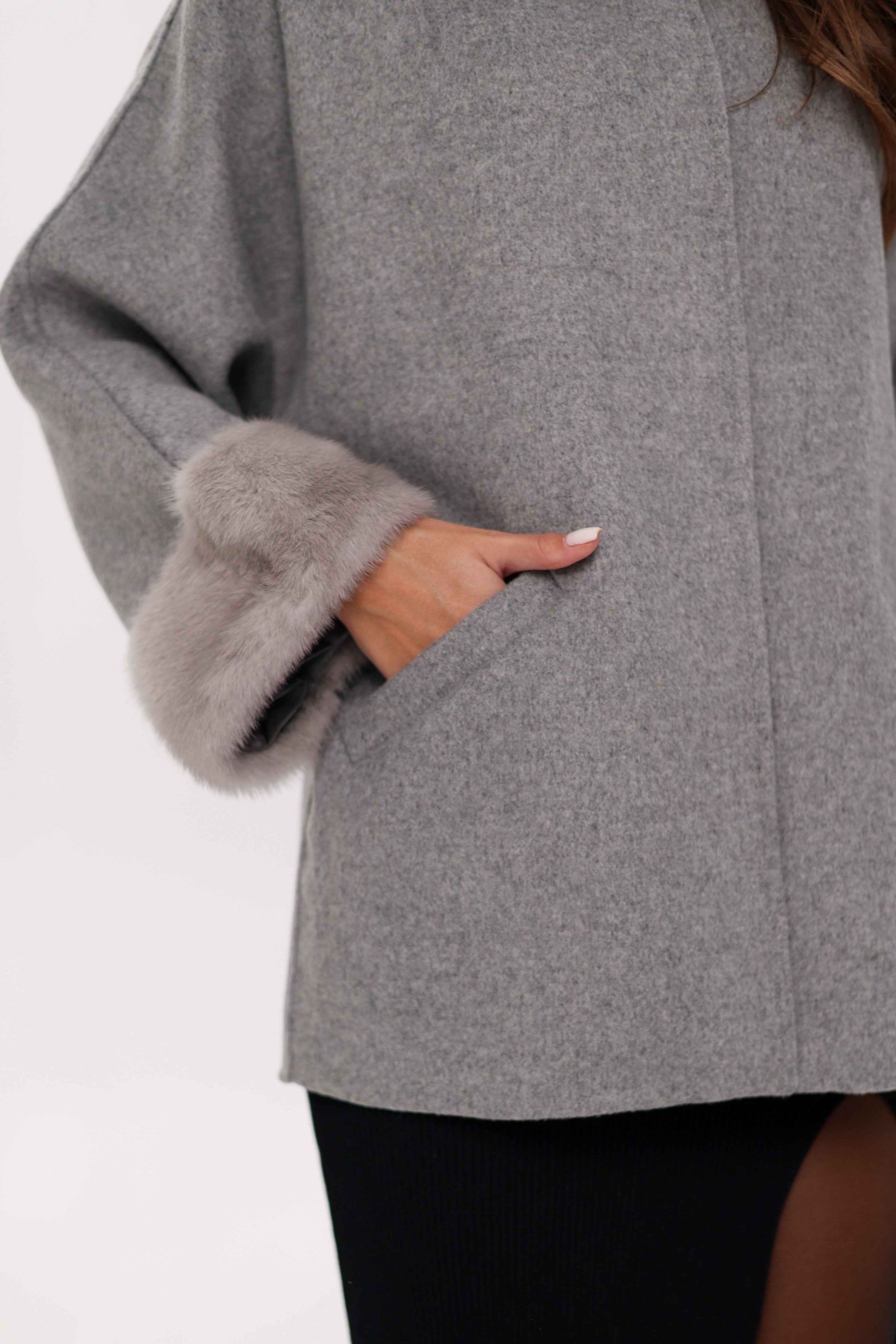 Genuine Mink Fur Virgin Wool Coat