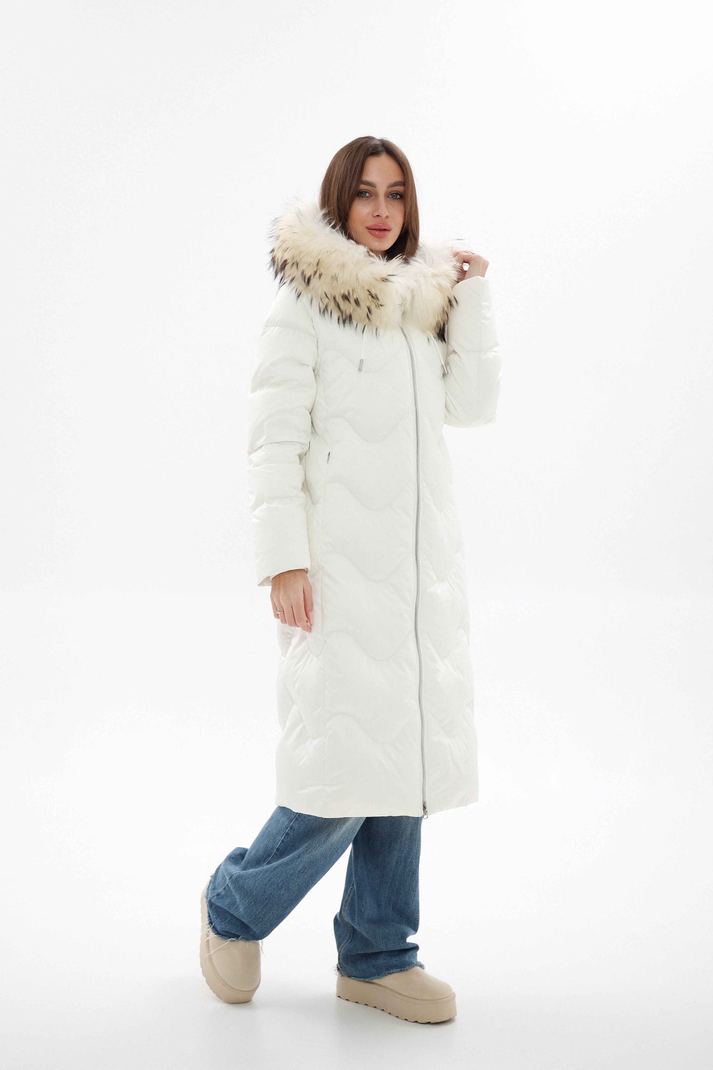 Genuine Fur Trim Down Fill Coat